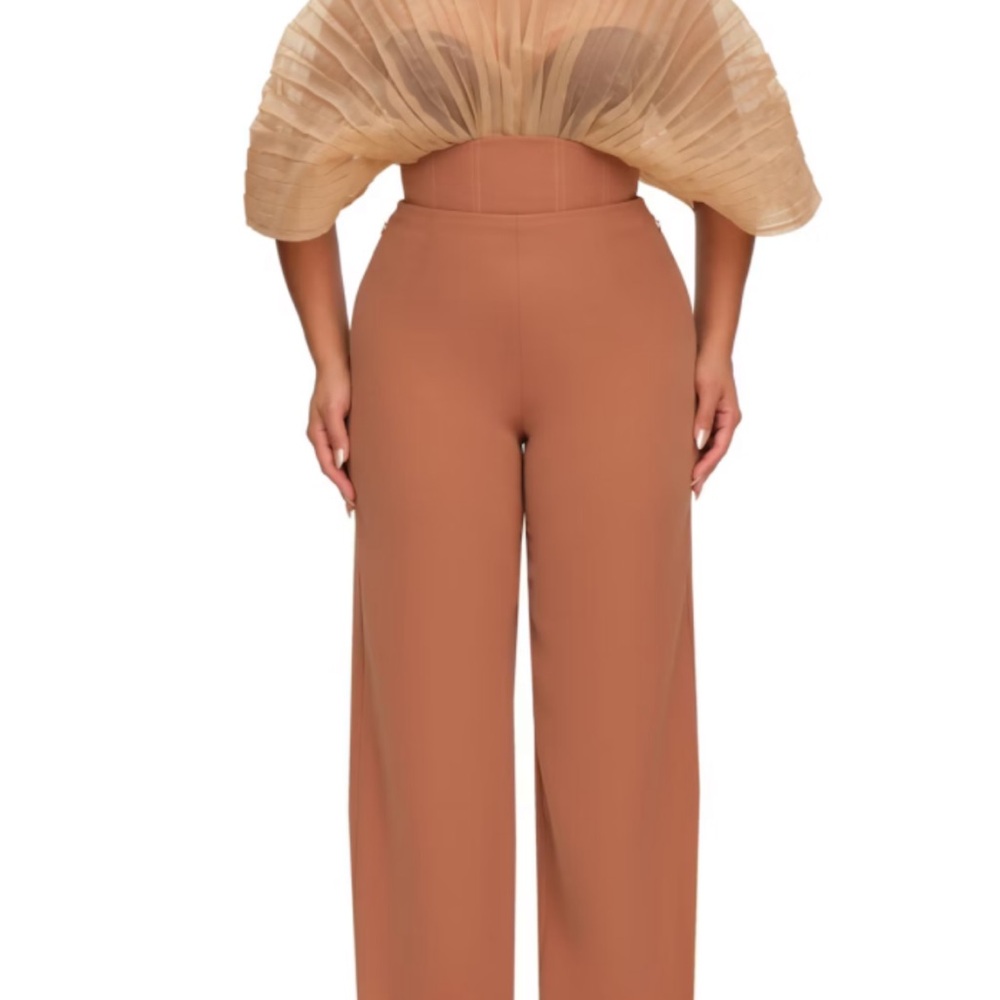Andrea Iyamah Tan Straight Leg Corset Pant